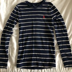 Navy Striped Ralph Lauren Long Sleeved Shirt